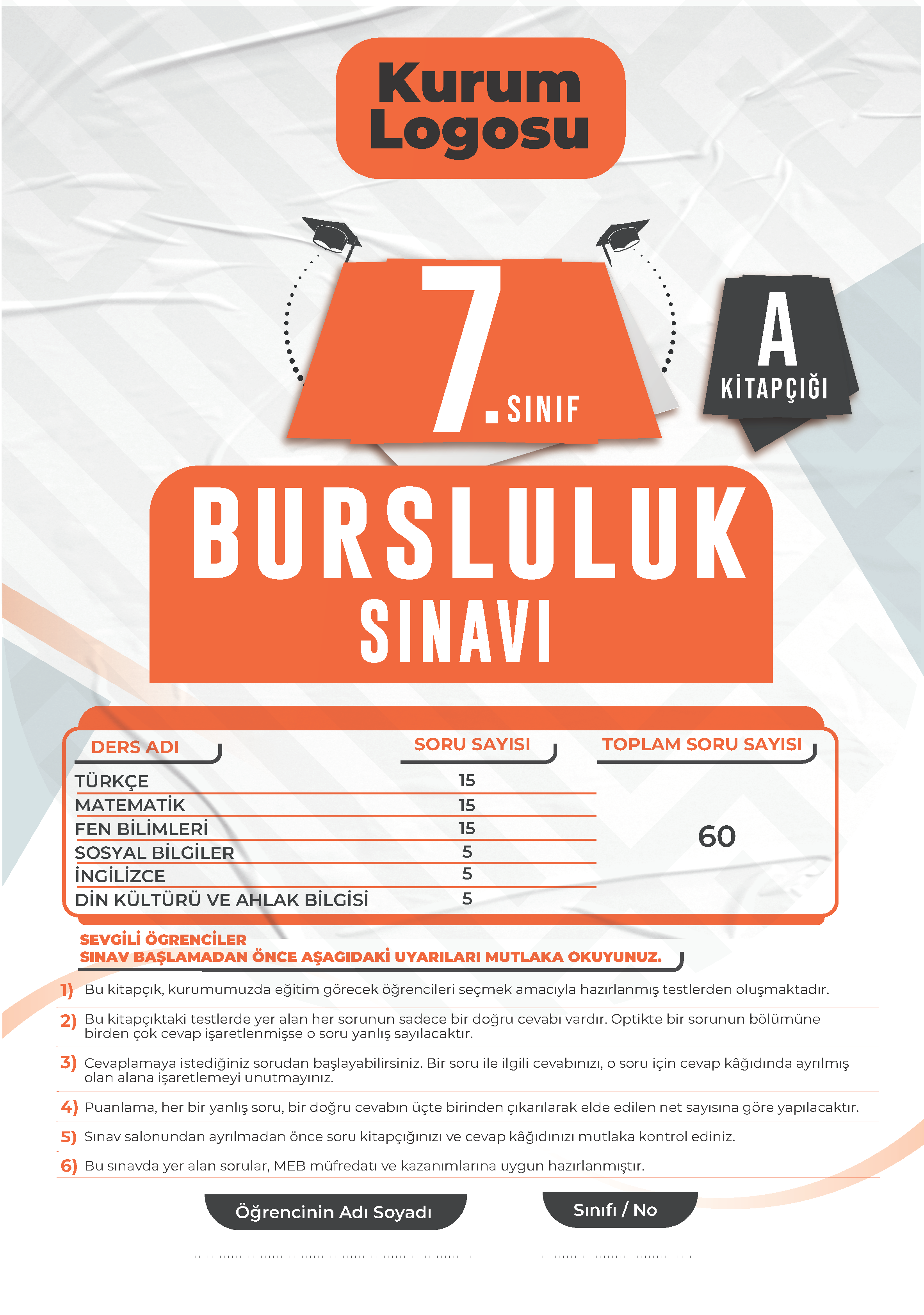 7. Sınıf Turuncu Seri Bursluluk Sınavı